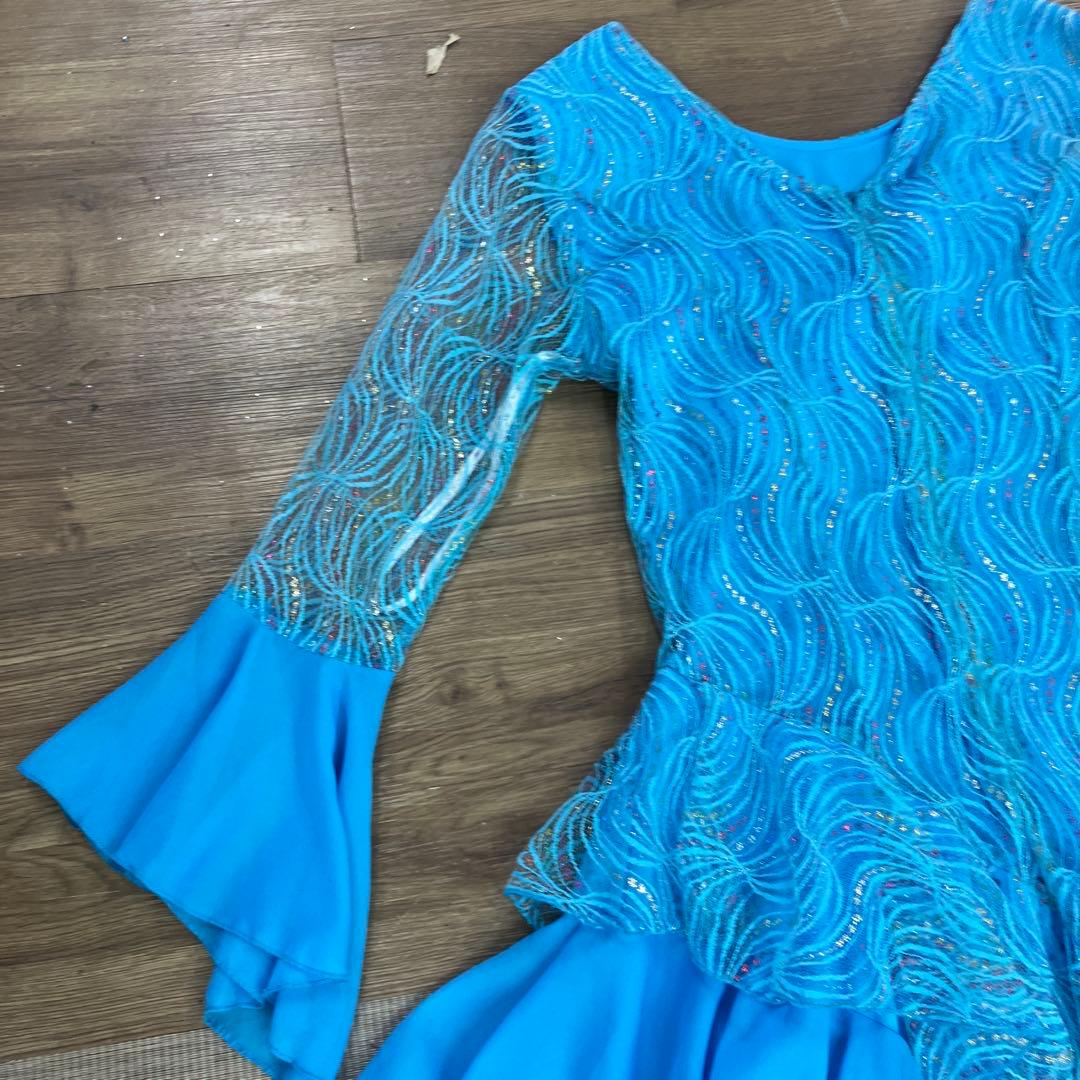 3.4 prima boutique 社交ダンス ドレス スカイブルー フリル