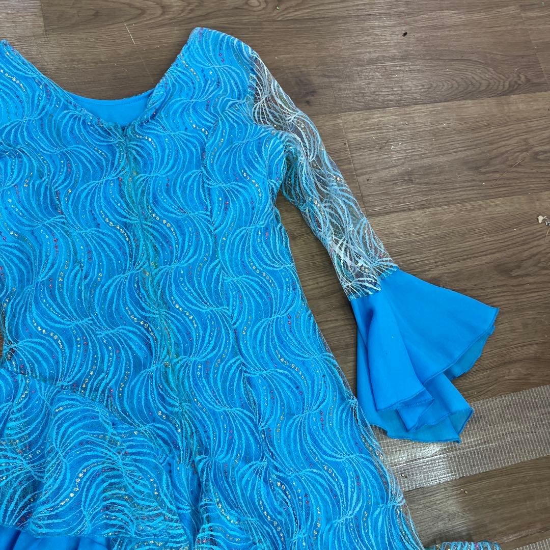 3.4 prima boutique 社交ダンス ドレス スカイブルー フリル