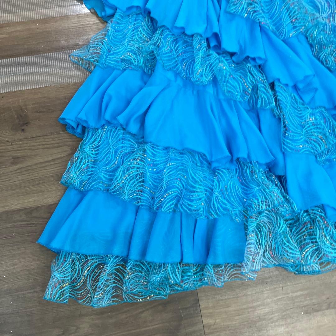 3.4 prima boutique 社交ダンス ドレス スカイブルー フリル