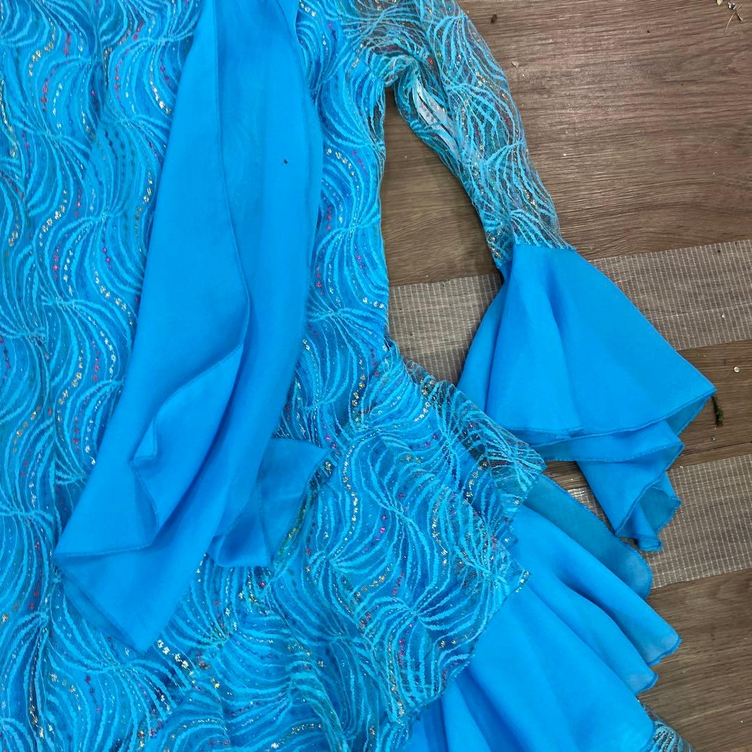 3.4 prima boutique 社交ダンス ドレス スカイブルー フリル