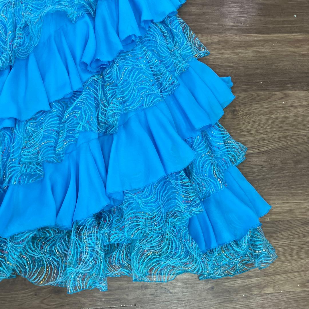 3.4 prima boutique 社交ダンス ドレス スカイブルー フリル