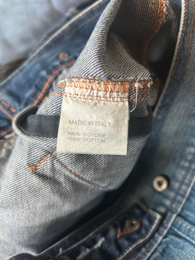 DIESEL ディーゼル　デニムジャケット　レザー切り替え　ダメージ加工　L