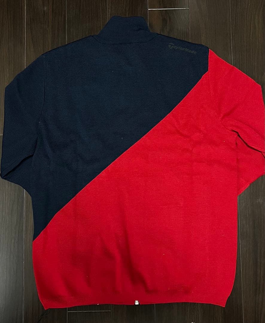 【新品】テーラーメイドゴルフ ジップニット・セーター ネイビー×レッド Mサイズ