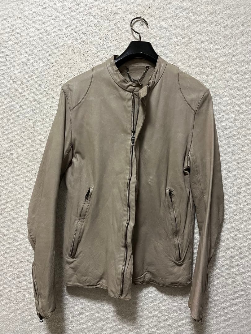 Sisii　シングルレザーライダース　/S　ベージュ　本革　牛革　ダブルジップ