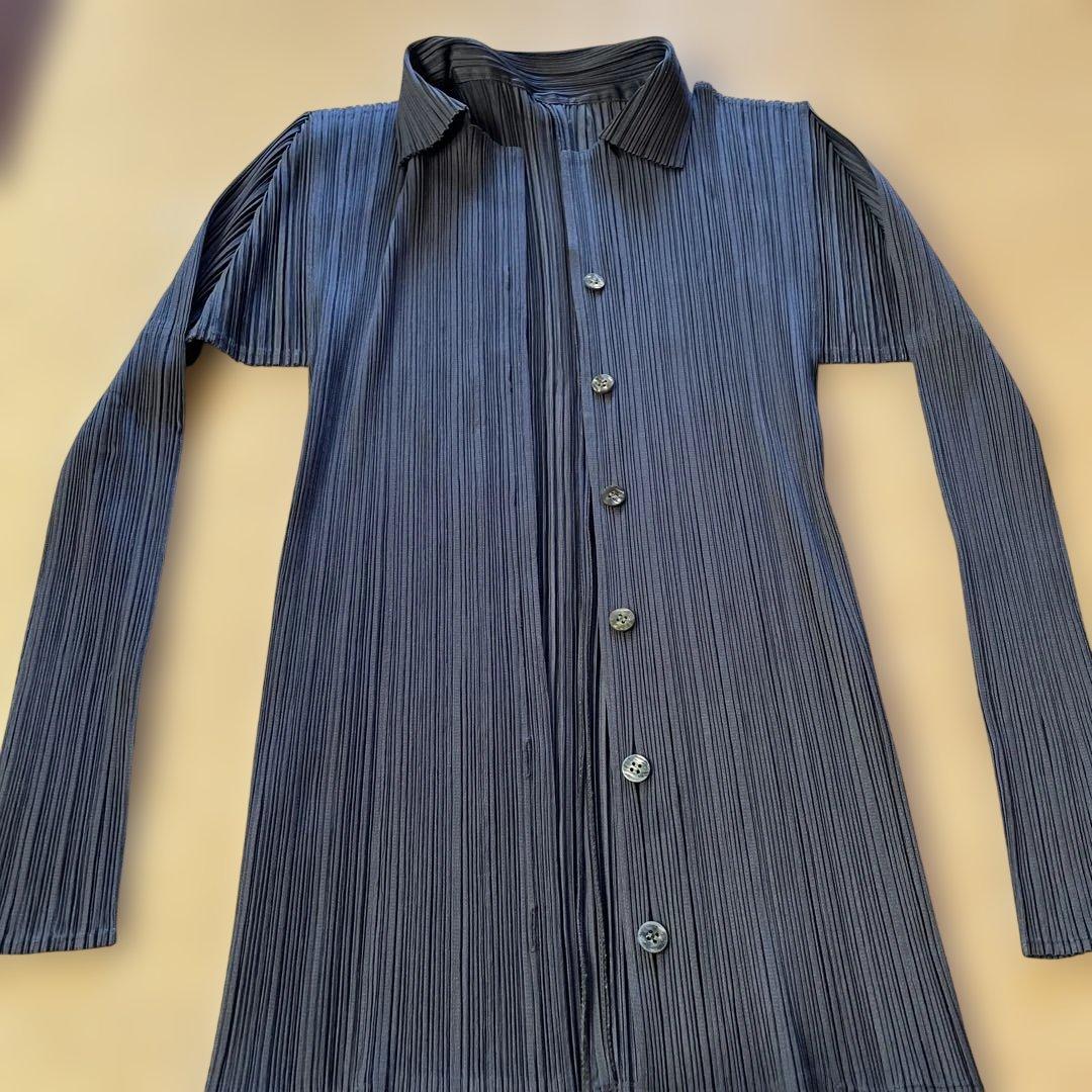 PLEATS PLEASEダークストライプ 長袖シャツ サイズ3