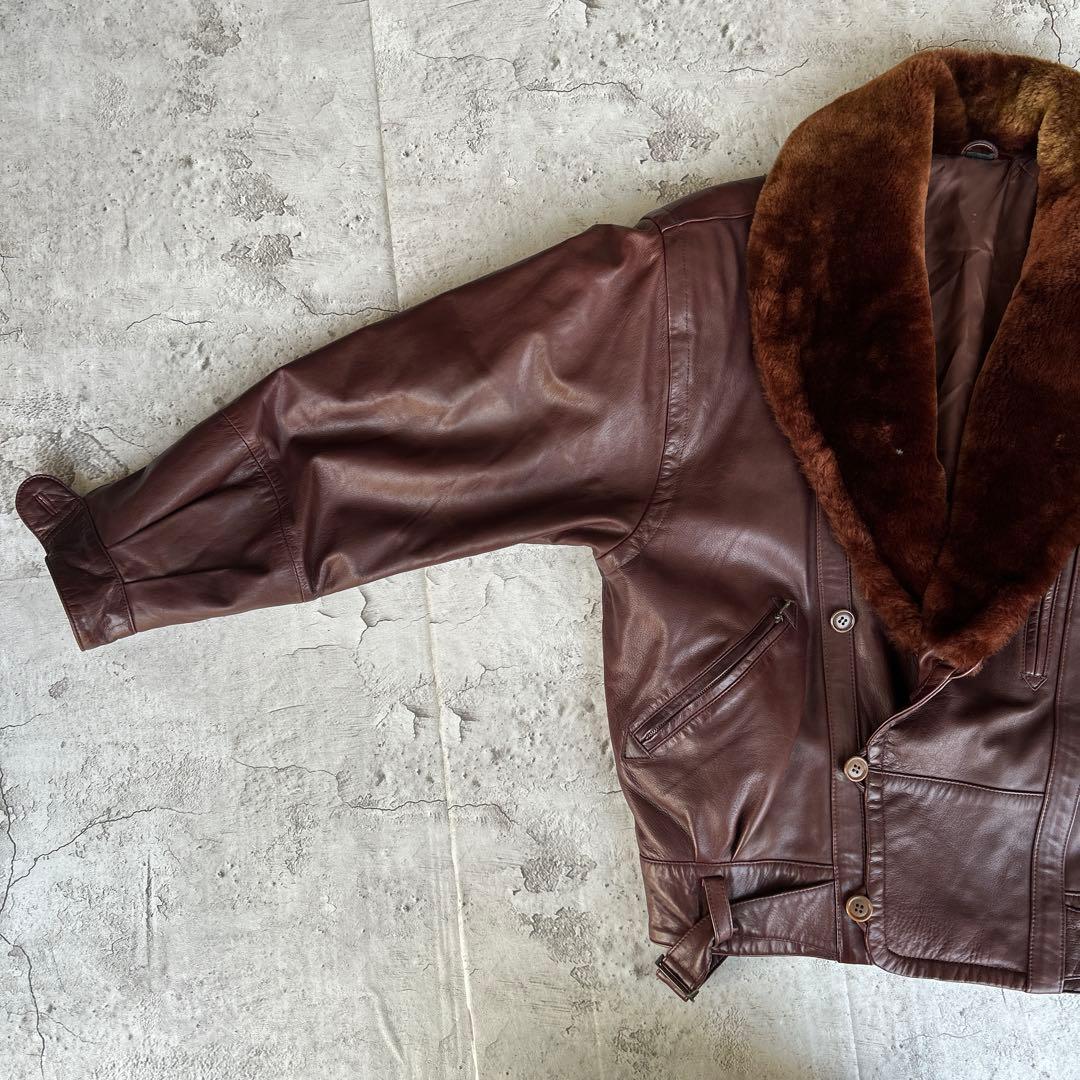 OLIVIER MASSUGER ラムレザー　レザージャケット　ダブル　L