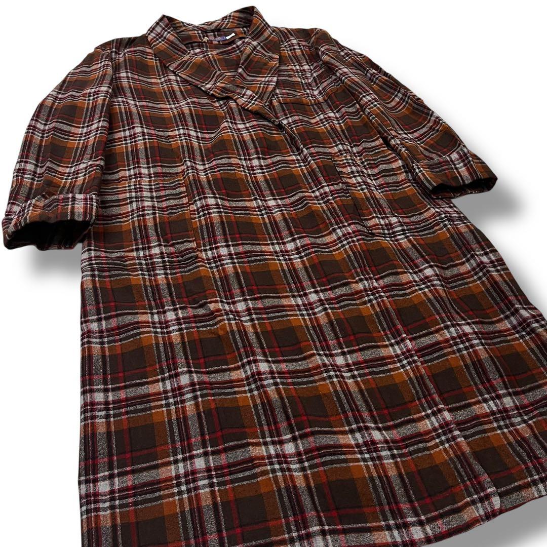 フォロー割専用USA製 PENDLETON チェック柄 ガウン ノーカラーコート