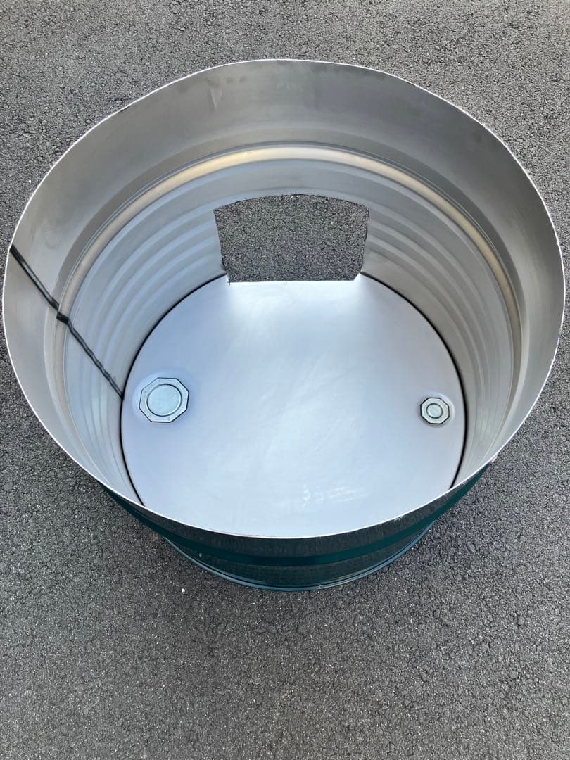 半切りドラム缶100L【緑色】輪切り 洗浄済み、キャンプ コンロ 焚き火台