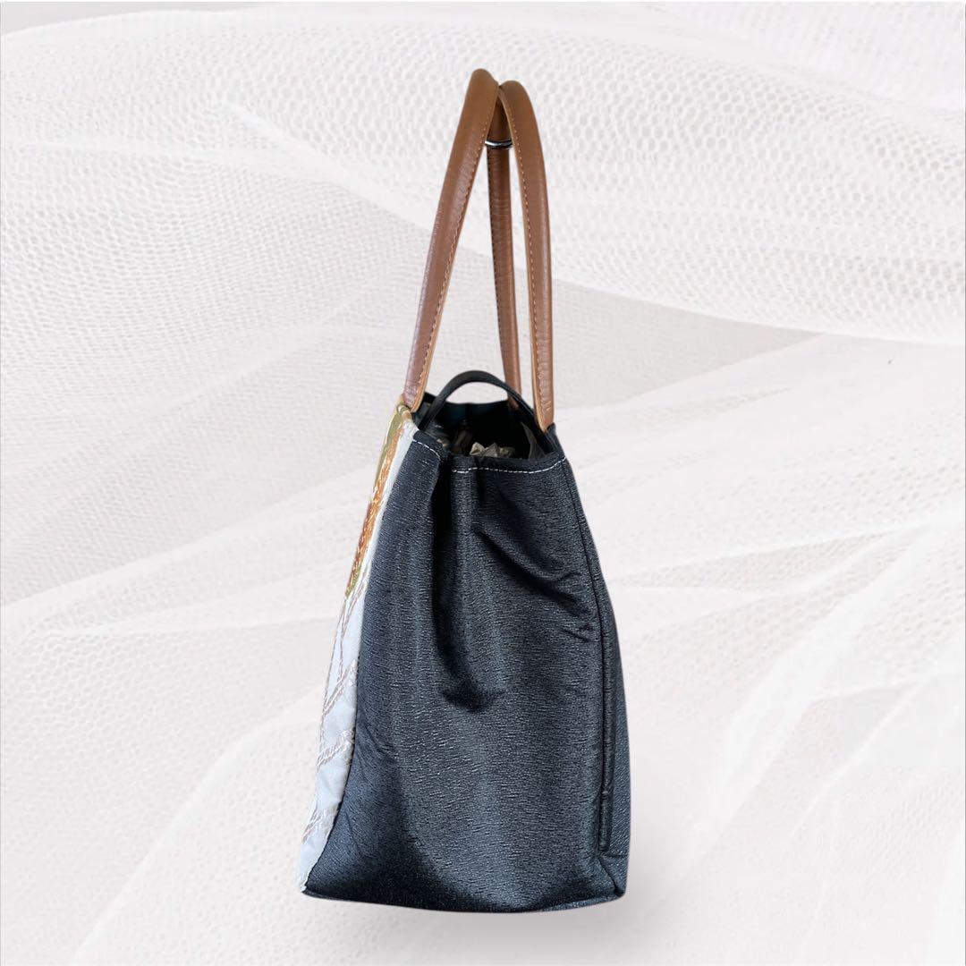 豪華✨1点物✨西陣織 利休バッグ 正絹 帯地 華やか 菊文様 和装トート 礼装用