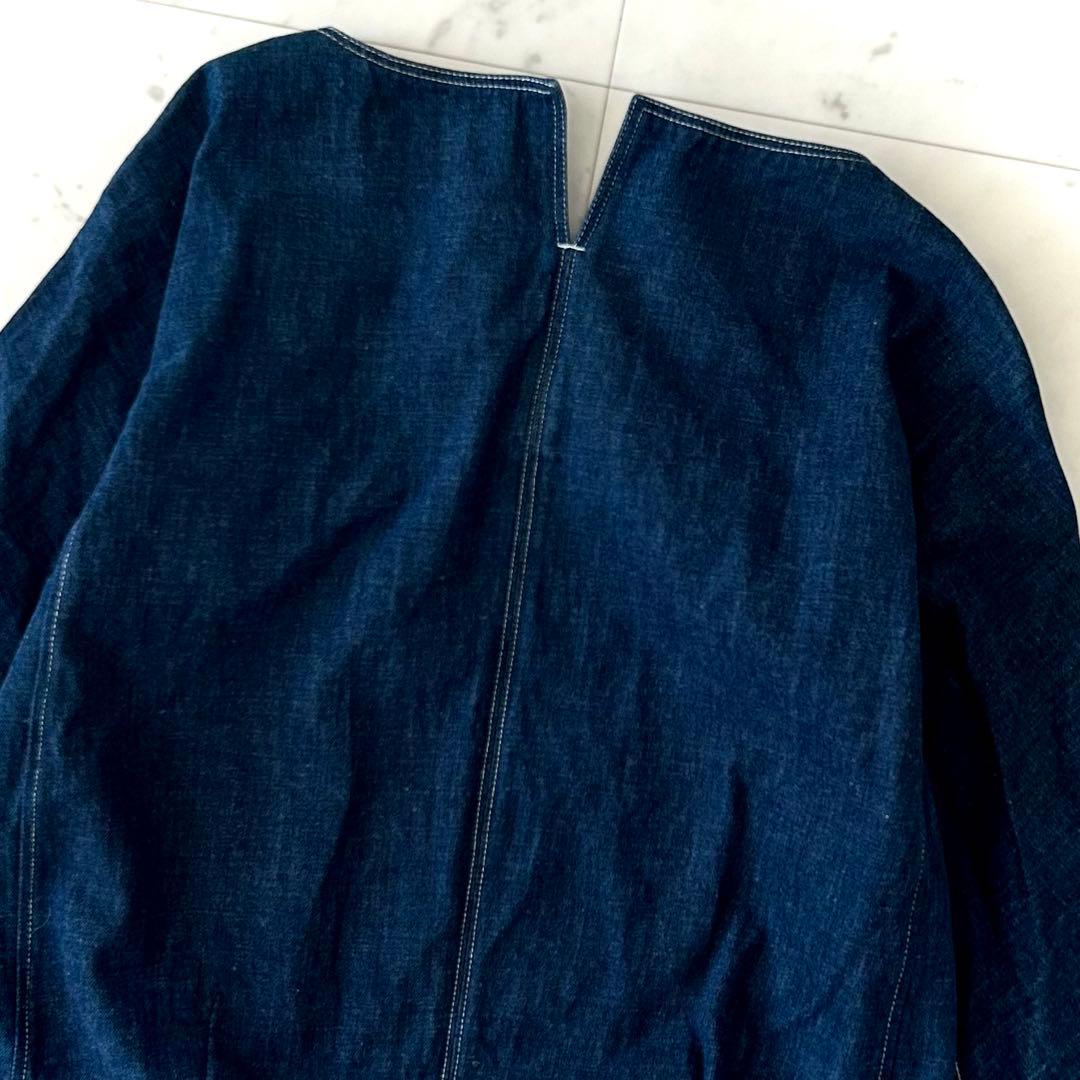 美品 マカフィー トゥモローランド　ブラッシュデニム キーネックプルオーバー