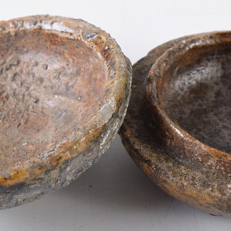 マル 茶道具　大樋焼　菊形　香合　時代箱　N　7468