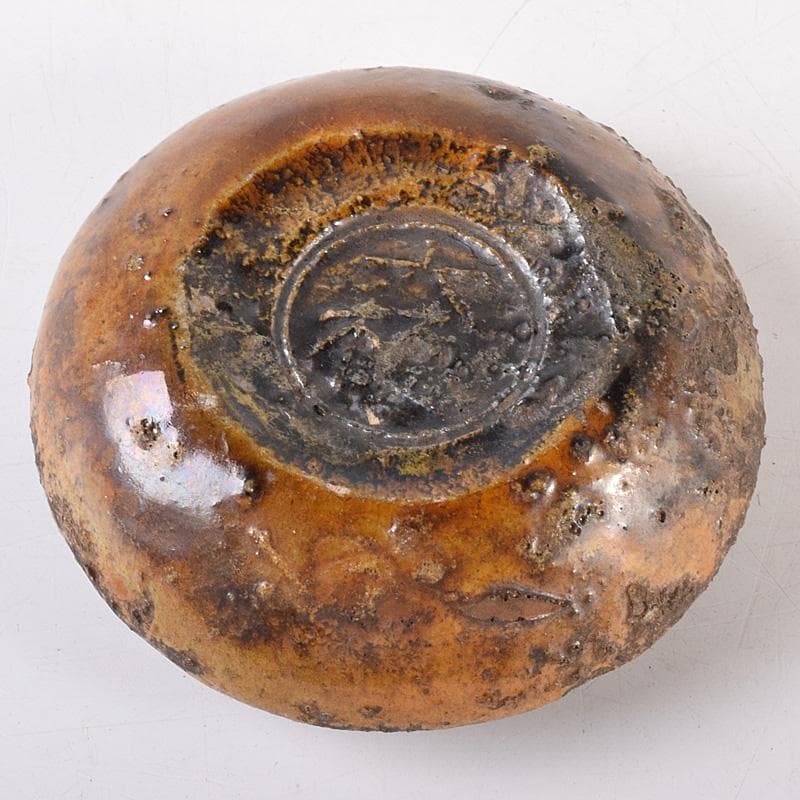 マル 茶道具　大樋焼　菊形　香合　時代箱　N　7468