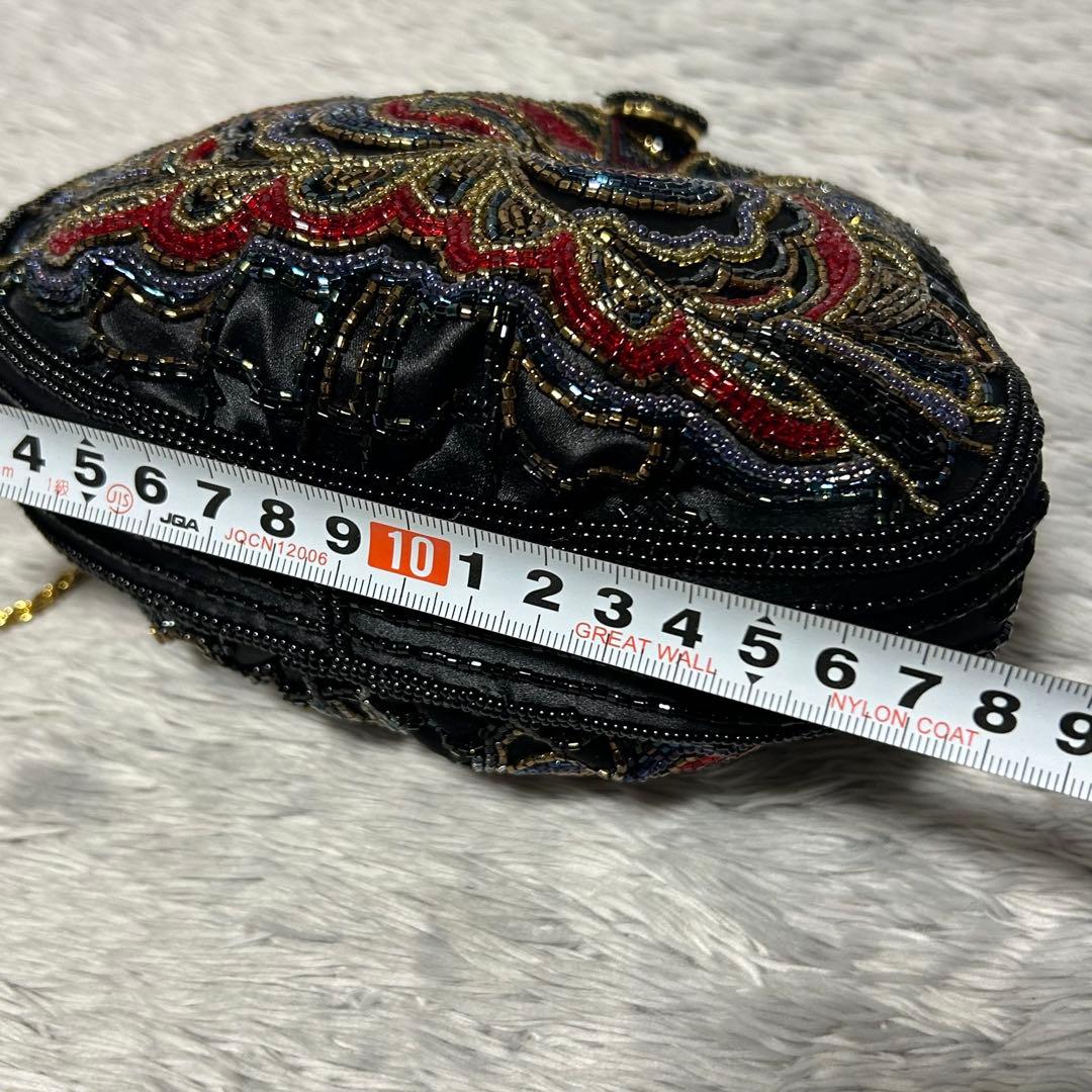 d*3様 レディース ビーズバッグ パーティバッグ　ゴールドチェーン