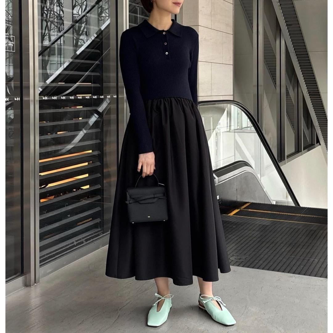 UNITED ARROWS 25AW フィット ＆ フレア ポロワンピース