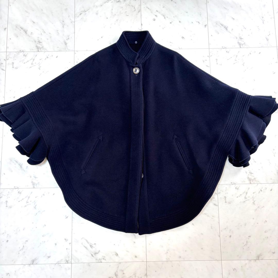 美品 Sov. ソブ アンゴラ100% ポンチョ ケープコート フリル