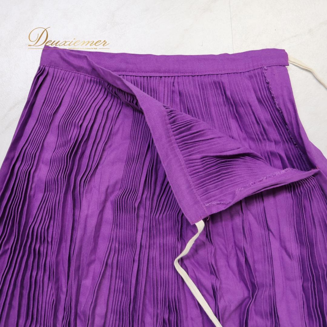 【フォークダンス衣装】パープル スカート 紫 白 ホワイト プリーツスカート