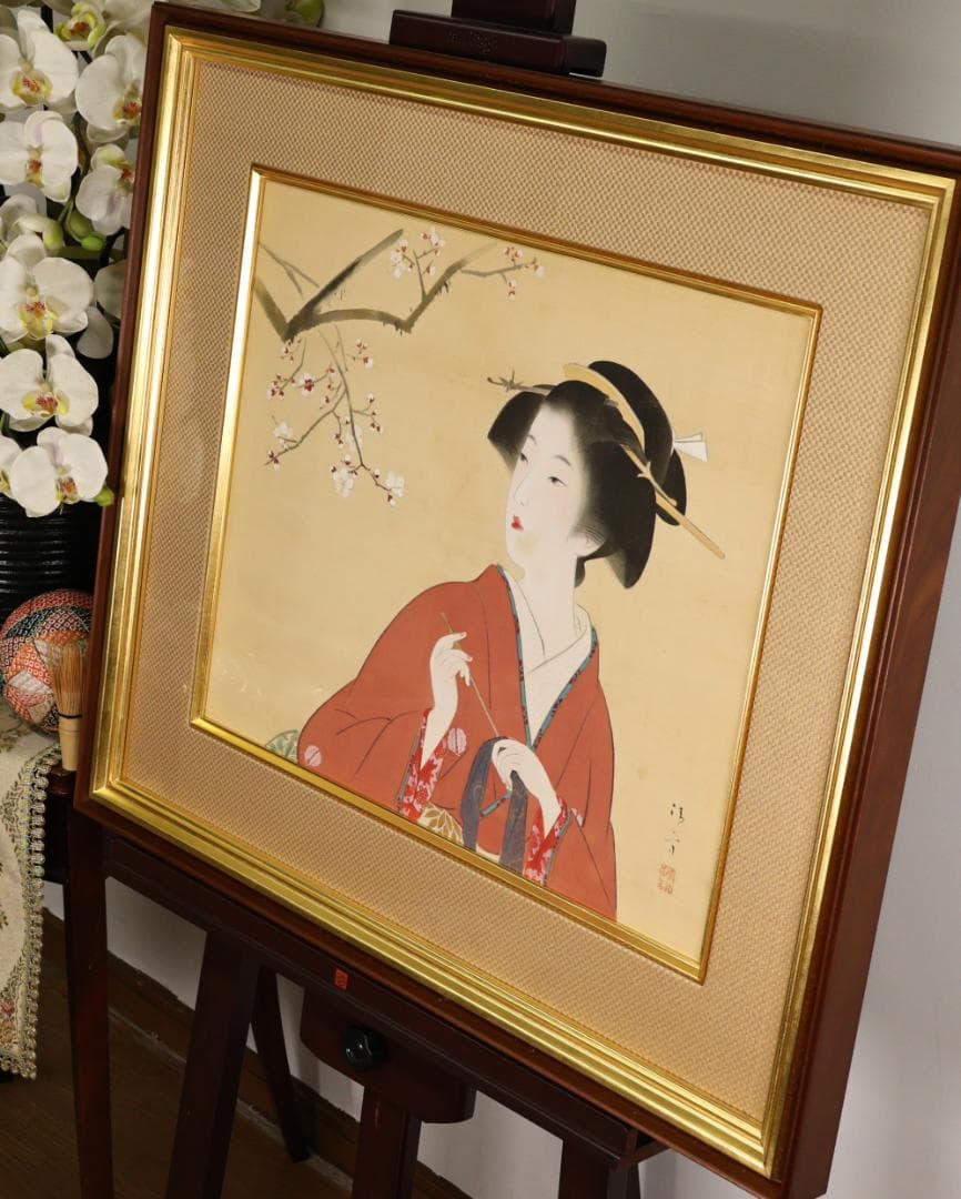 【模写】　鏑木清方　美人画　仁科一恵堂額　日本画　10号　BK150