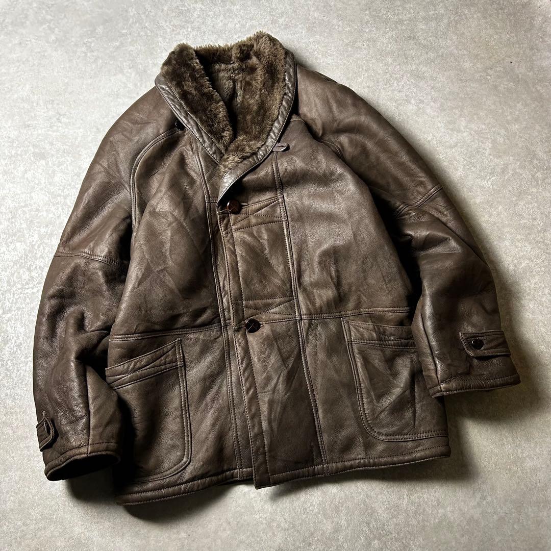 ユーロvintage Euro ムートンボアギャングコート 袖内ムートンボア貼り