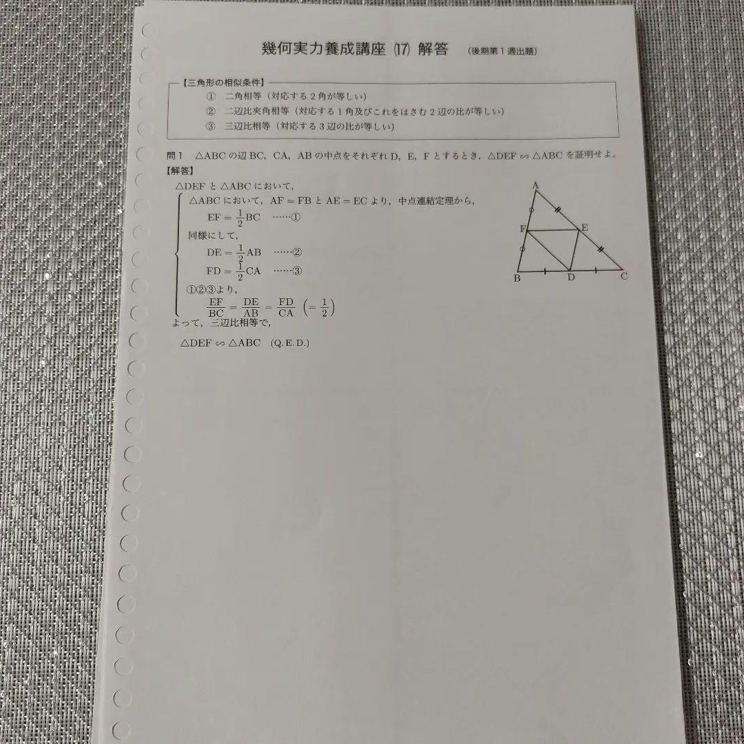 2020年　中2　数学　鉄緑会　数学基礎講座I & 授業プリント