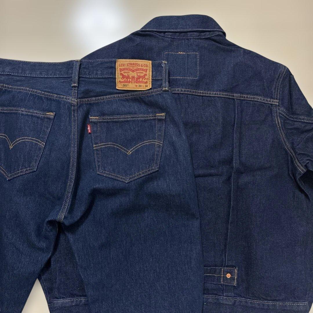 リーバイス 濃紺デニムセットアップ 1st トラッカージャケット 501 W34