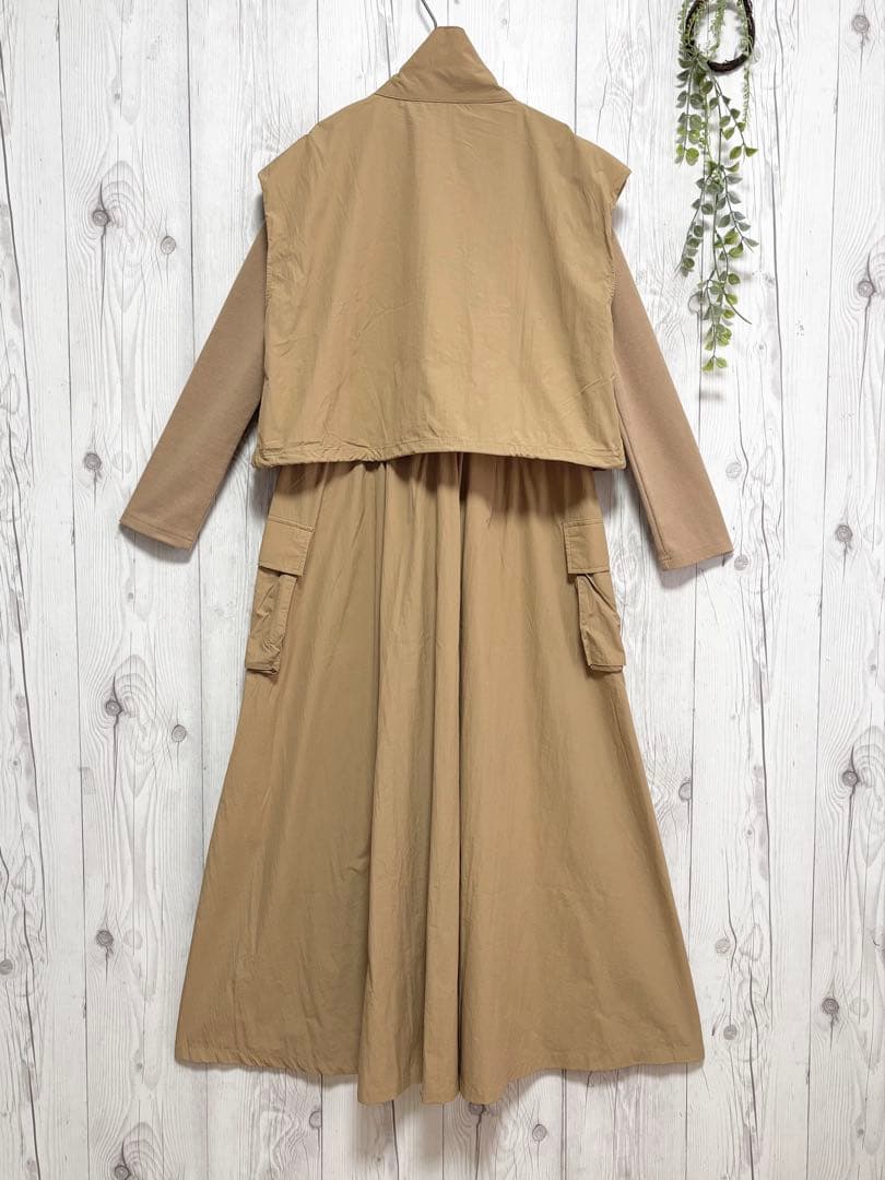 UR ITEMS◆ナイロンベスト&ドッキングワンピース／2Pセット◆CML◆F