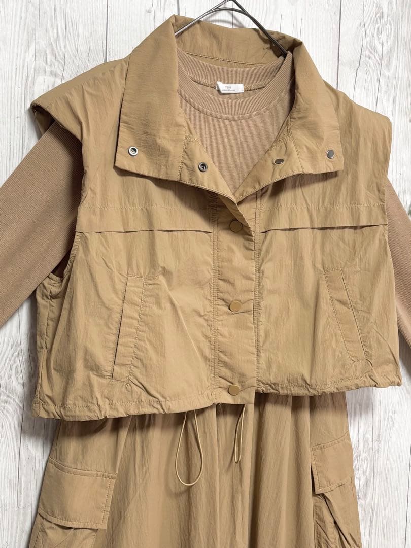 UR ITEMS◆ナイロンベスト&ドッキングワンピース／2Pセット◆CML◆F