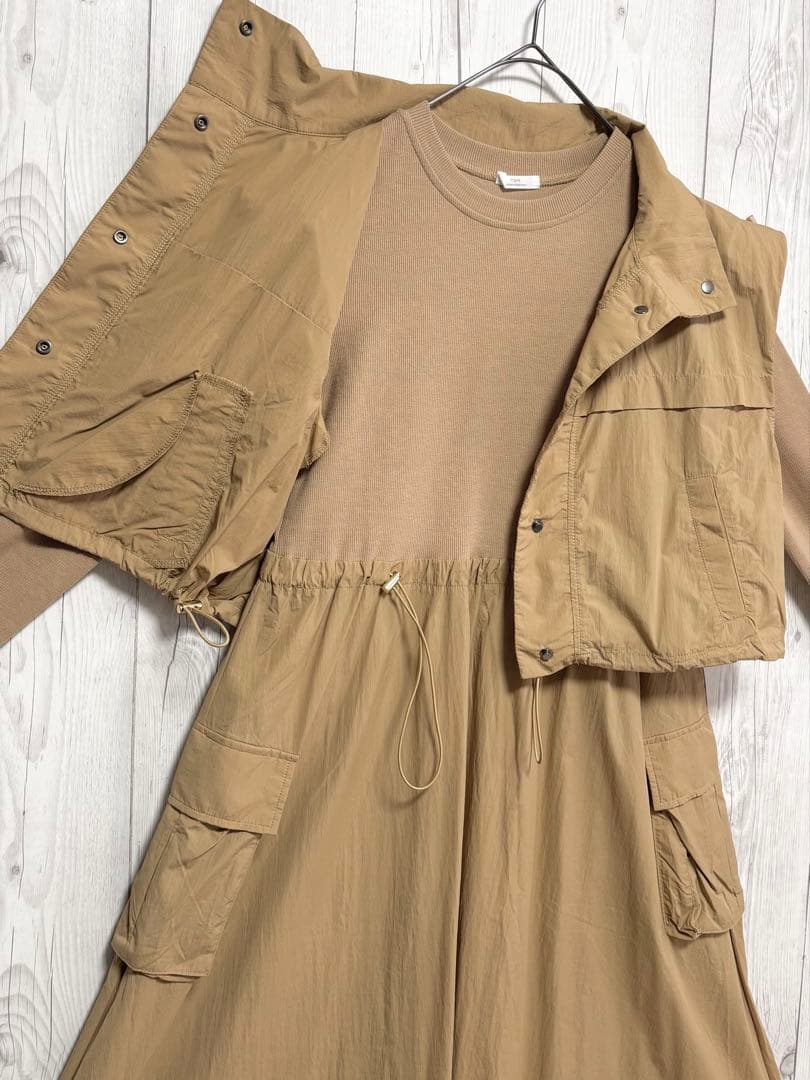 UR ITEMS◆ナイロンベスト&ドッキングワンピース／2Pセット◆CML◆F