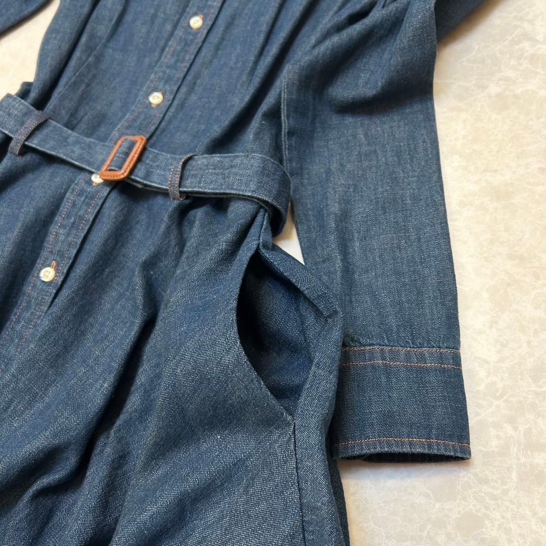 美品 ポロラルフローレン デニム シャツワンピース 刺繍 ベルト付き サイズ0