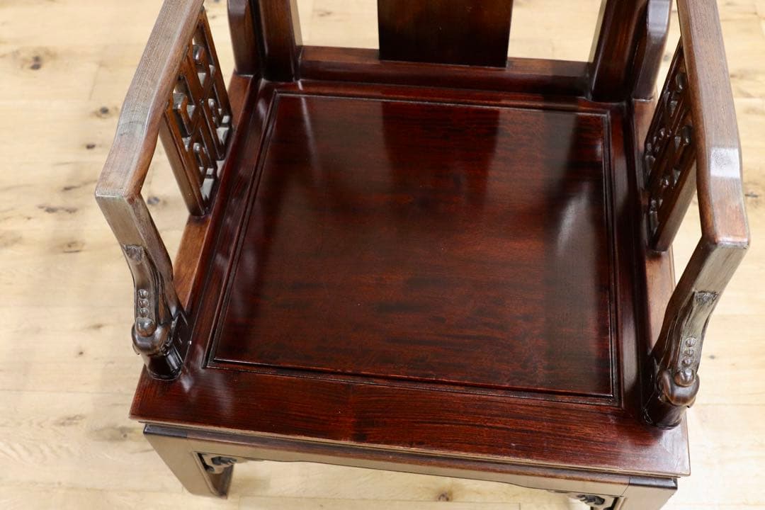 GMHS297K○中国美術 唐木家具 アームチェア 椅子 無垢材 民藝 最高級