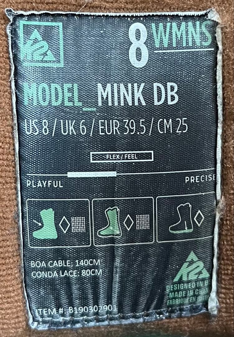 【即日発送】スノボブーツ　K2 ケーツー MINK DB ミンク 25.0cm