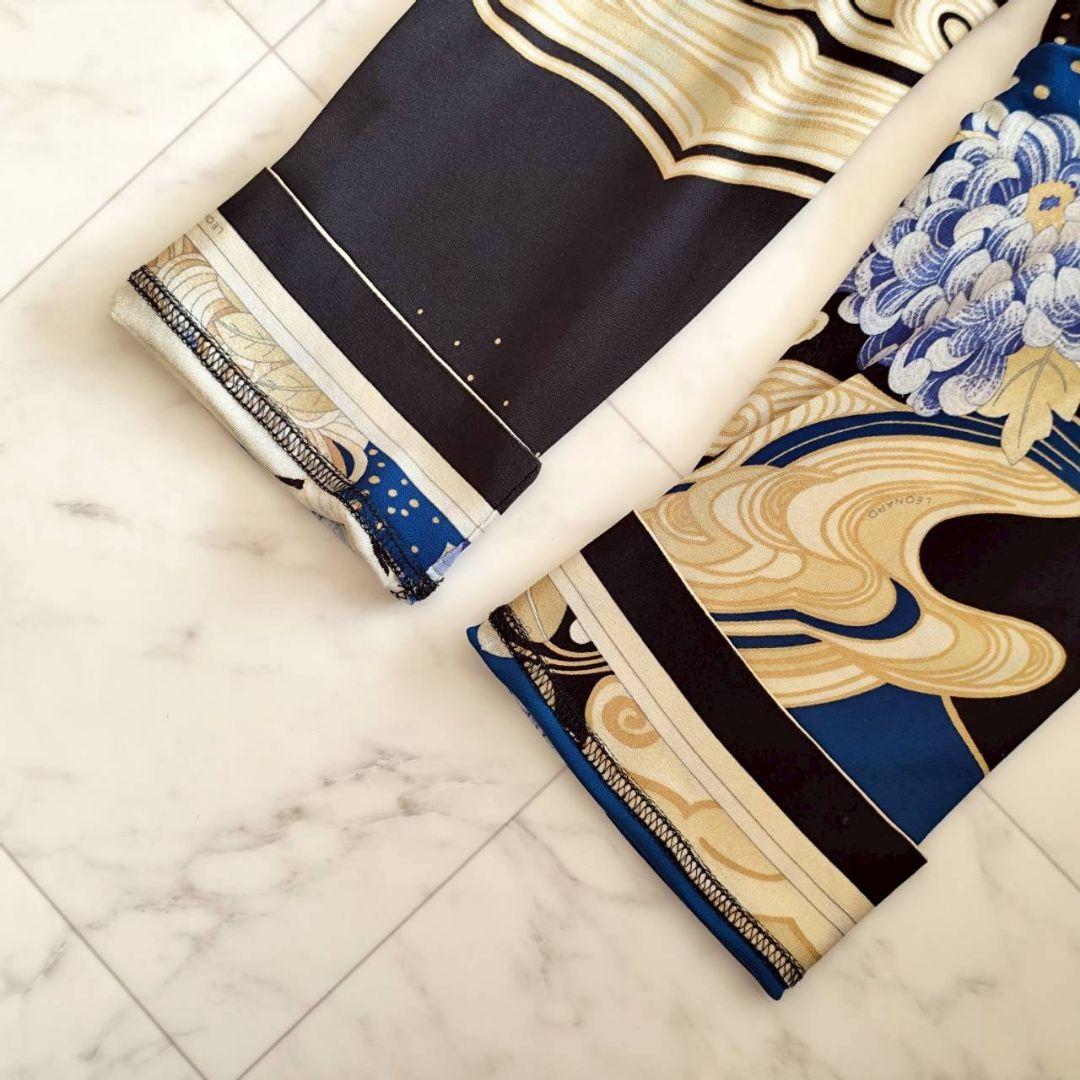 大きいサイズ 46 レオナール フラワー ストレッチ シルク ワンピース