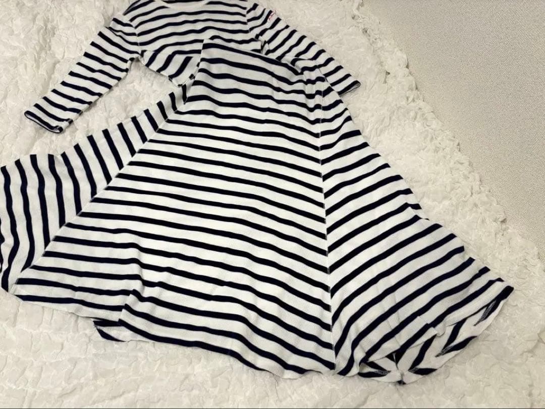 koki,さん着用モデル⭐︎ラルフローレン⭐︎ストライプドワッフルニットワンピース