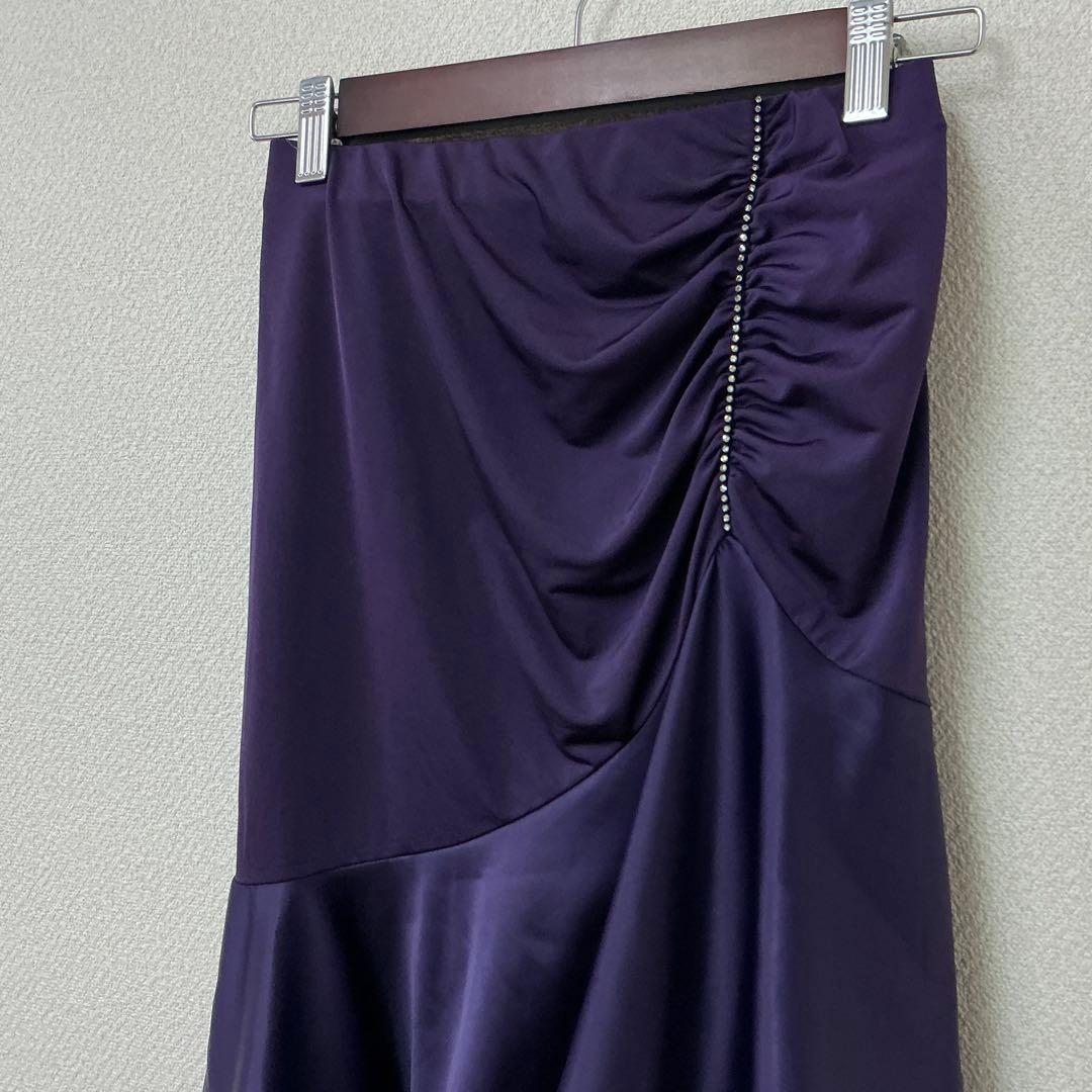 フリル付きパープルオフショルダー　スカートセットアップ◎