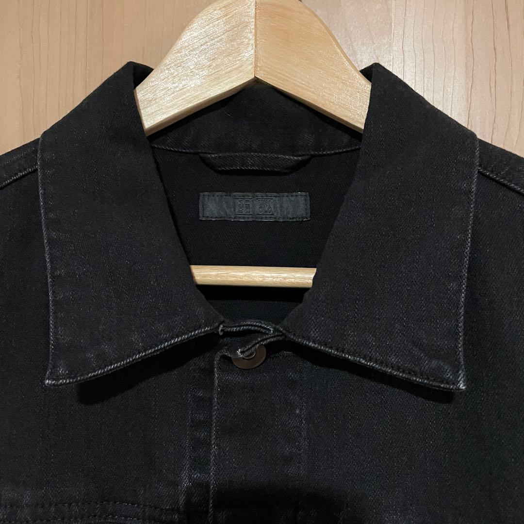 ユニクロUNIQLO デニムジャケット ダークグレー XL 1stブラック 黒