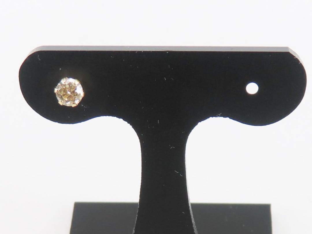 葉*帯様 K18YG 天然ダイヤモンド 0.143ct 片耳ピアス　ソーティング