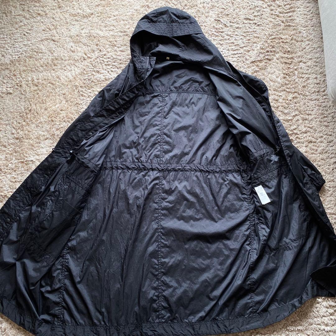 ムジラボ MUJI LABO 紳士 軽量撥水ナイロンフード付きコート 黒 S