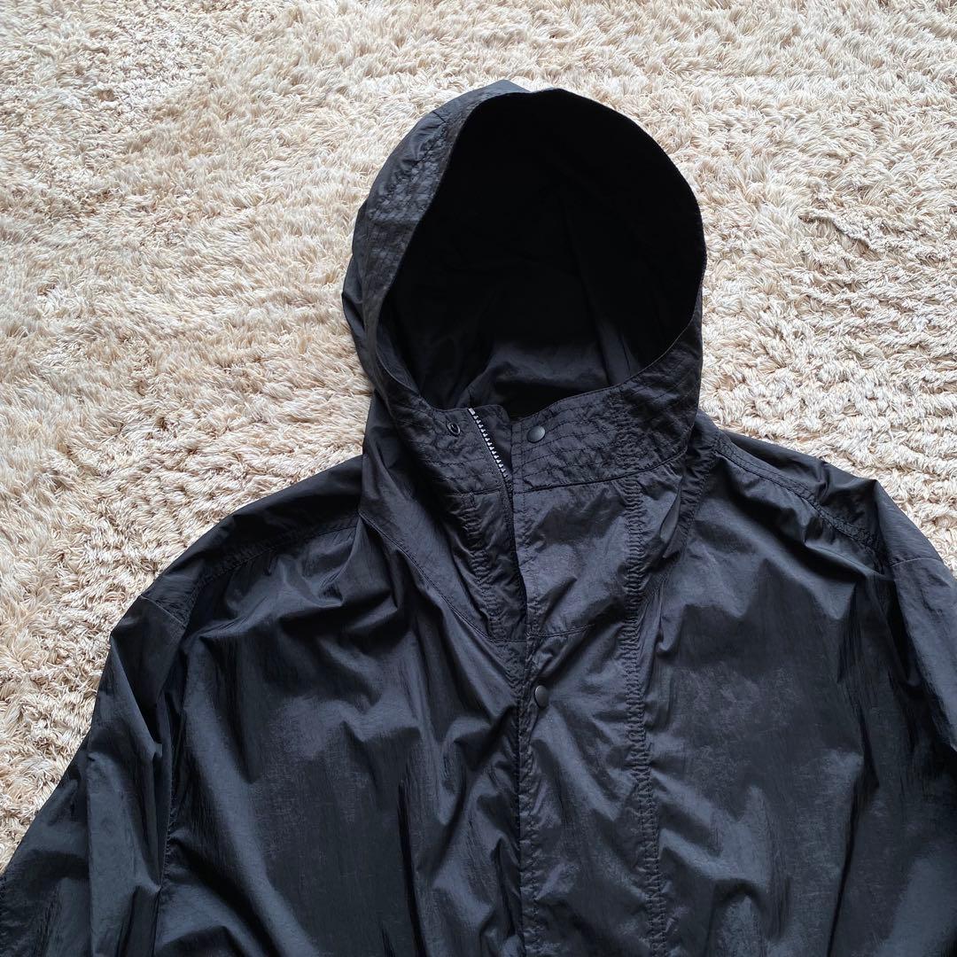 ムジラボ MUJI LABO 紳士 軽量撥水ナイロンフード付きコート 黒 S