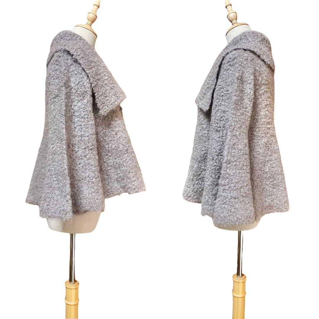 タグ付【シビラ】モヘアウールシャギーカーディガン☆ポンチョ☆Ｖネック☆グレー☆M