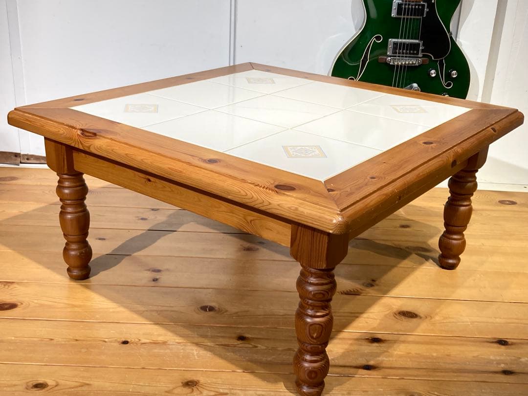 イタリア製 タイル ウッド ローテーブル コーヒーテーブル センターテーブル ナ