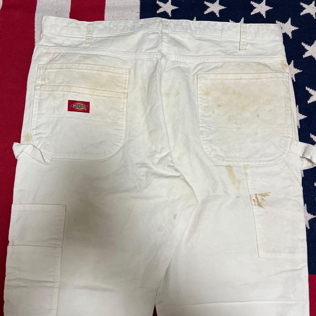 00s Dickies ダブルニー ホワイトペインターパンツ ペンキ アート