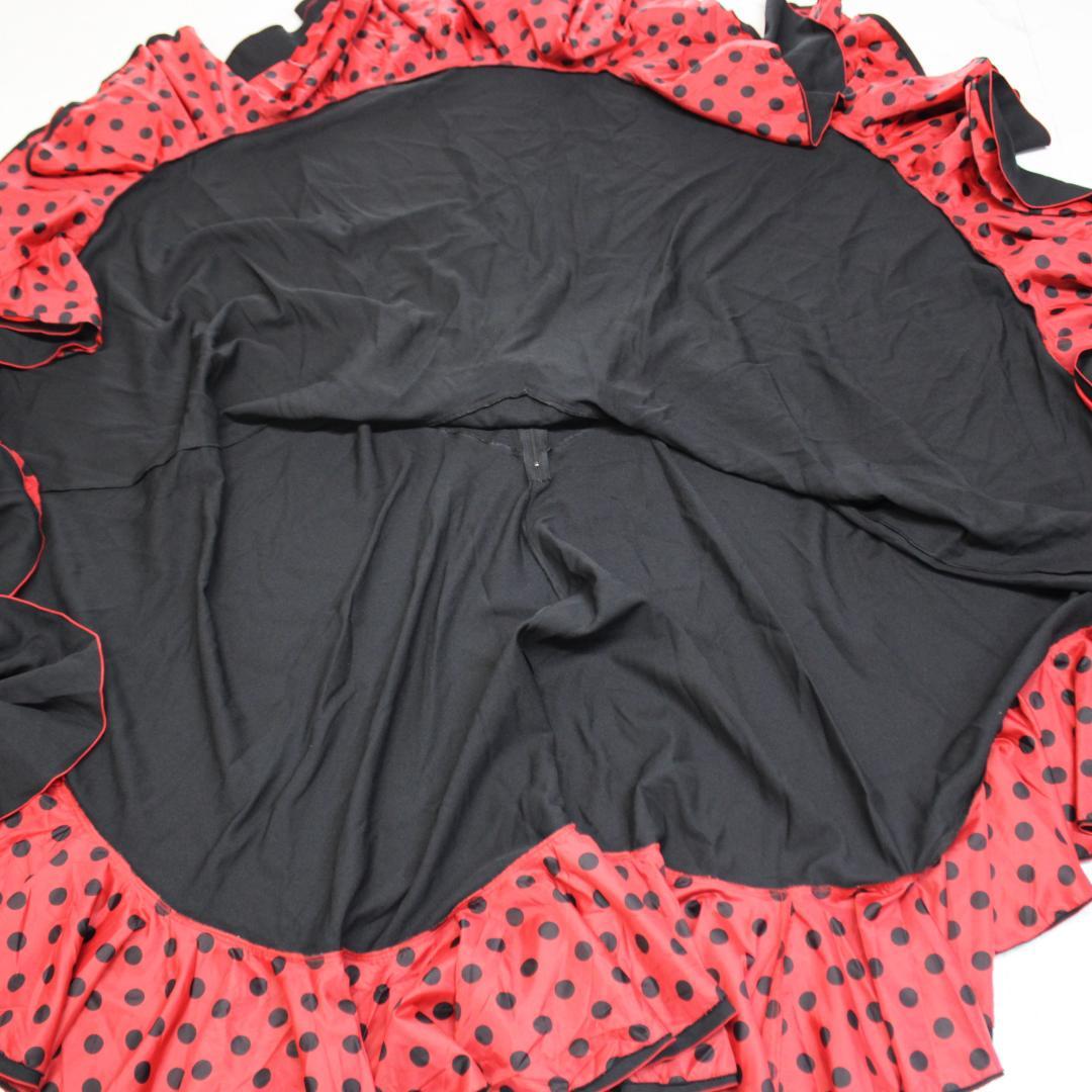 【美品 日本製 フラメンコ衣装】ブラック×ドット柄 CHACOTT ファルダ 黒