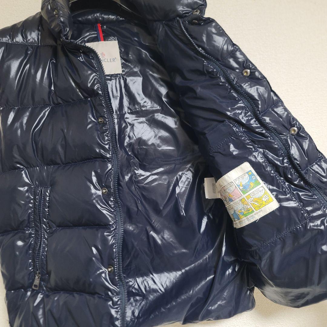 美品✨モンクレール ダウンベスト TIB ネイビー ロゴワッペン シャイニー