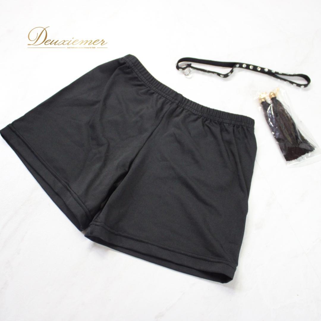 【美品 社交ダンス衣装】ワンピース ドレス ラテン パーティー 黒 シンプル