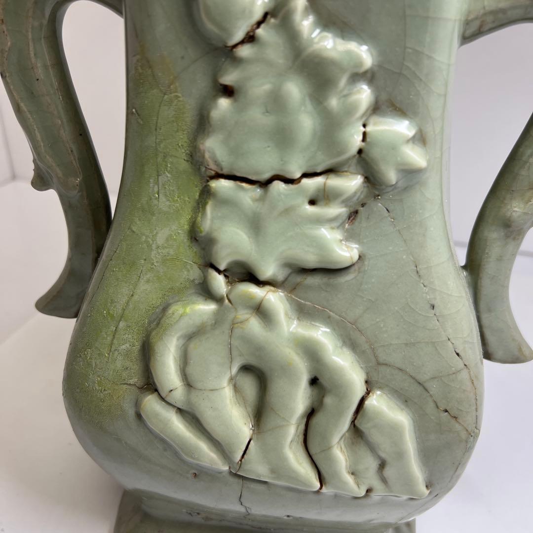 専用　中国古玩　青磁花入大　高さ約25.5㎝ 東Y8-0216①