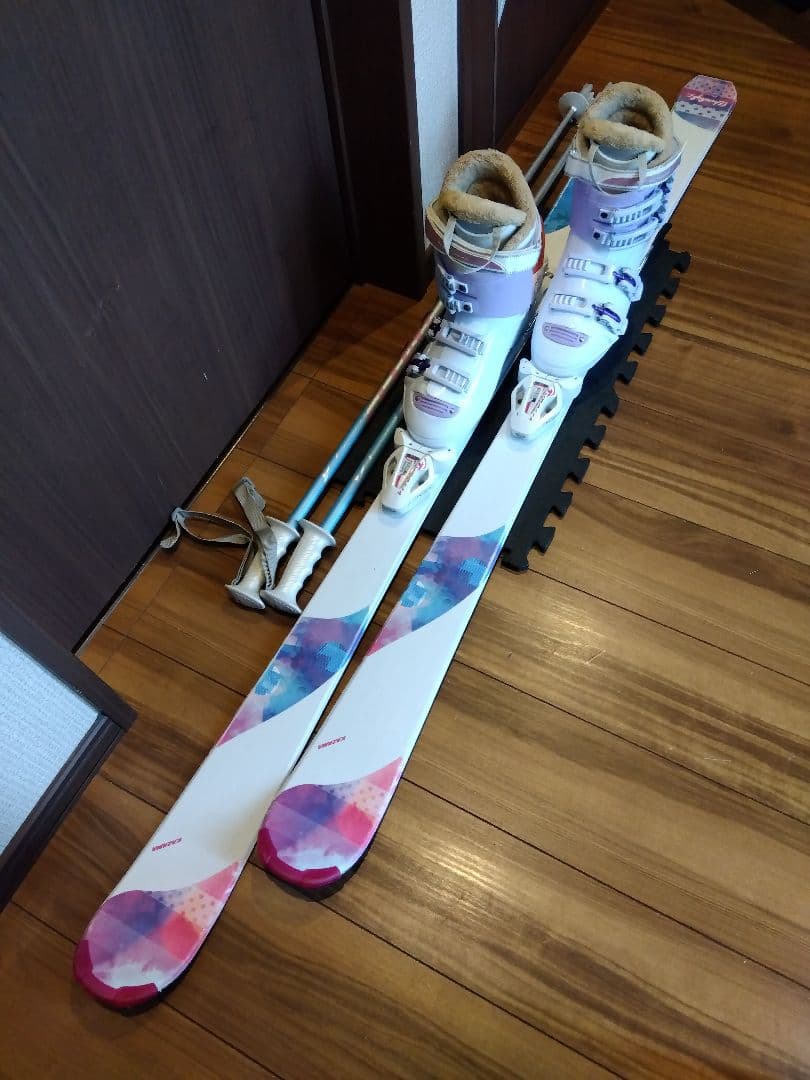 美品/KAZAMA/学生・レディース用/スキーセット/メンテ・WAX済み✔軽量板