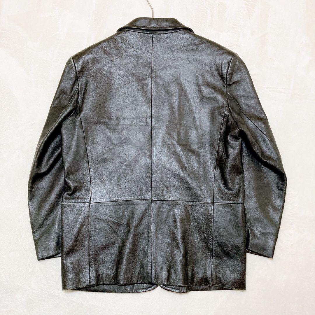 ヴィンテージクラブ 羊革 テーラードジャケット シンプル 『S』ブラック