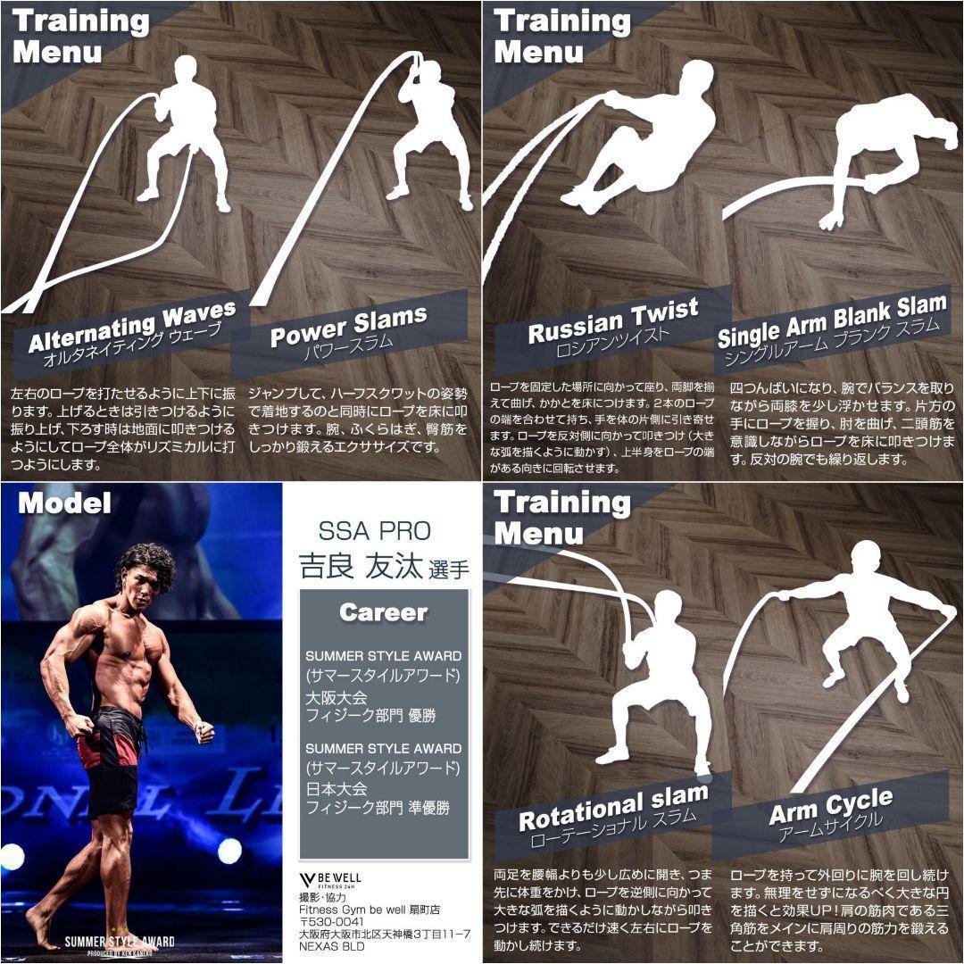 トレーニングロープ バトルロープ 38mm x 長さ15m プログレード2382