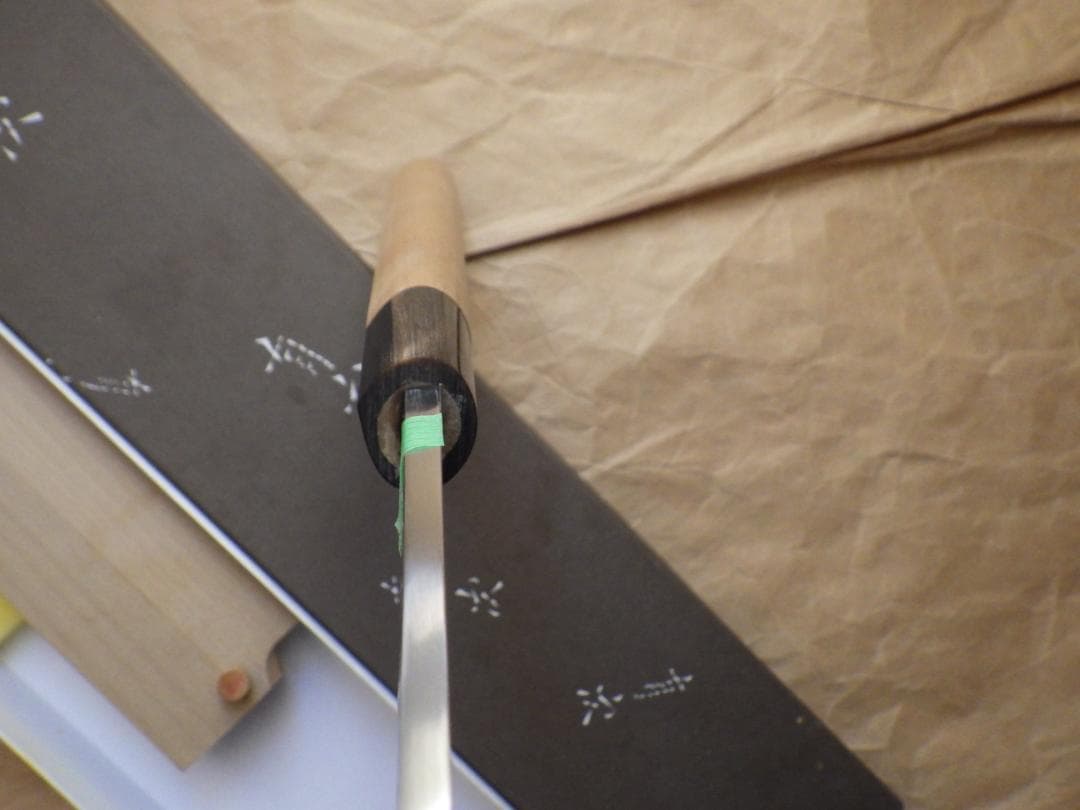 京都/有次・特製/柳刃刺身包丁★黒水牛柄・未使用★鞘ピン・共箱有り▲記名有▲