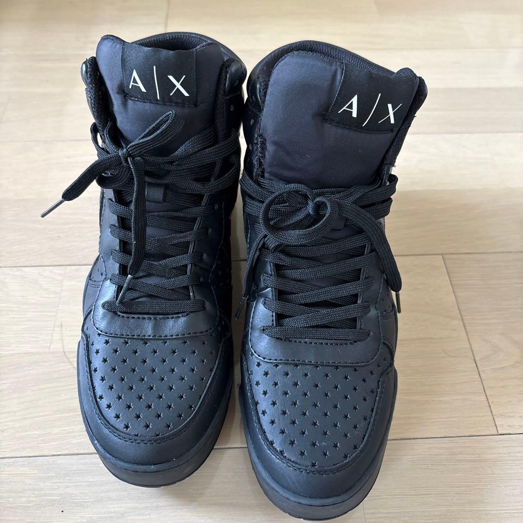 Armani Exchange ブラックハイカットシューズ
