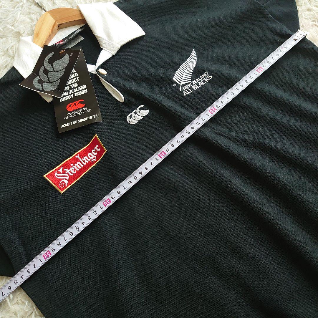 【新品】カンタベリー オールブラックス ロゴ刺繍 ラガーシャツ M 半袖